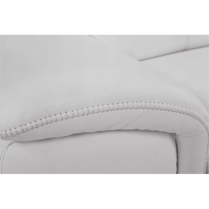 Maklaine Genuine Italian Leather White Loveseat Rectangular Power Reclining 39.4