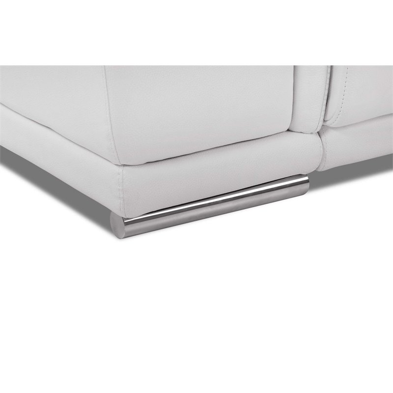 Maklaine Modern Genuine Leather Power Reclining Sofa & Loveseat in White