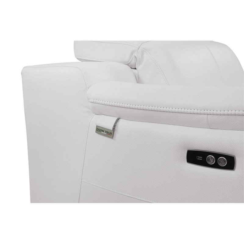 Maklaine Modern Genuine Leather Power Reclining Sofa & Loveseat in White