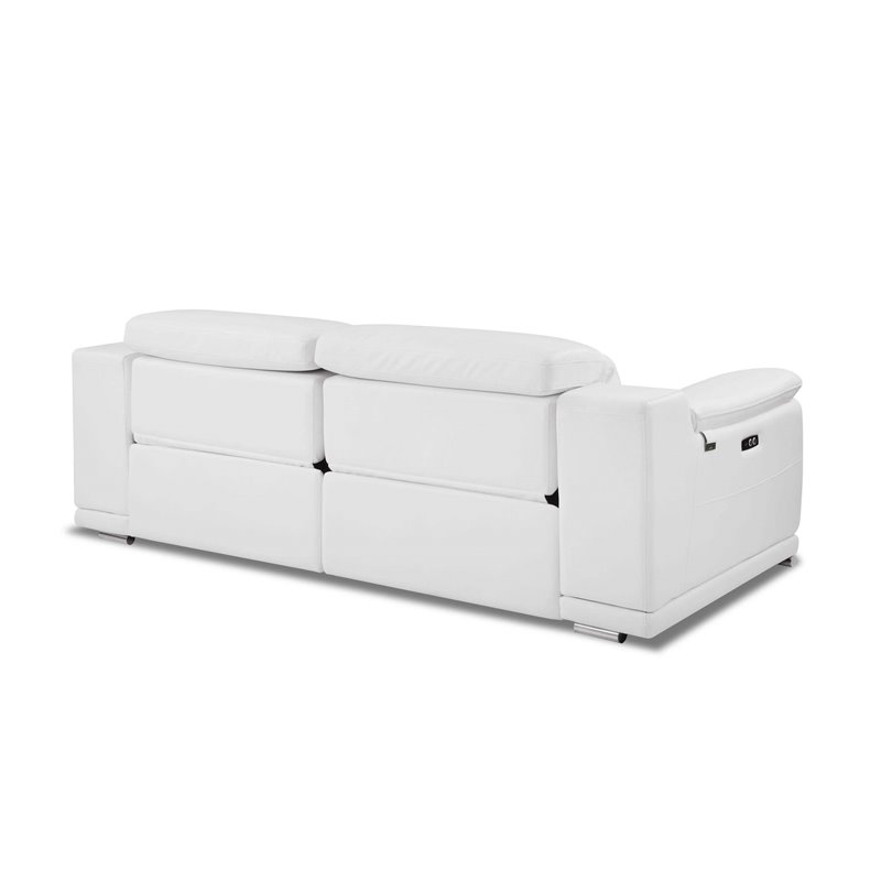 Maklaine Modern Genuine Leather Power Reclining Sofa & Loveseat in White