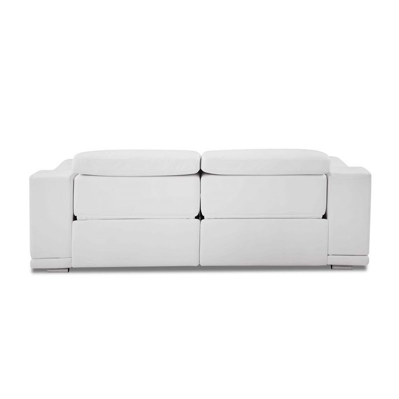 Maklaine Modern Genuine Leather Power Reclining Sofa & Loveseat in White