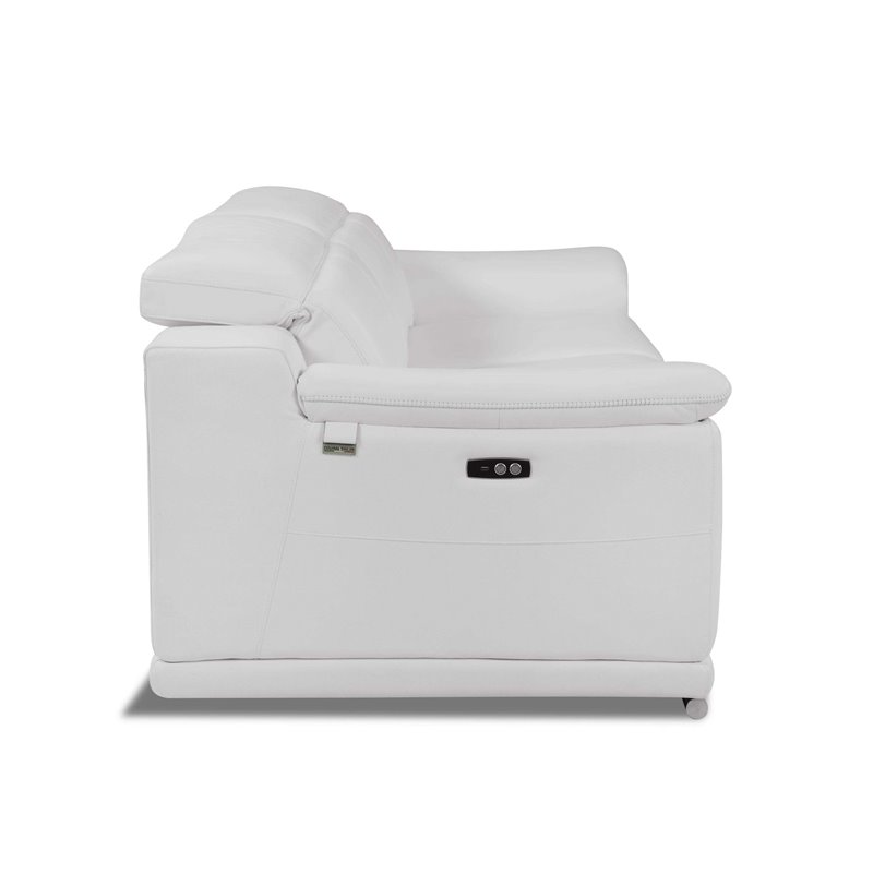 Maklaine Modern Genuine Leather Power Reclining Sofa & Loveseat in White