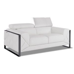 Maklaine 75&quot Modern Genuine Italian Leather Loveseat in White