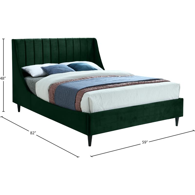 Maklaine Contemporary Green Velvet Upholstered Full Bed