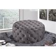 Maklaine Contemporary Button Tufted Gray Velvet Ottoman and Bench