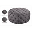 Maklaine Contemporary Button Tufted Gray Velvet Ottoman and Bench