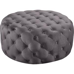 Maklaine Contemporary Button Tufted Gray Velvet Ottoman and Bench