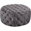 Maklaine Contemporary Button Tufted Gray Velvet Ottoman and Bench