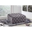 Maklaine Contemporary Button Tufted Gray Velvet Ottoman and Bench