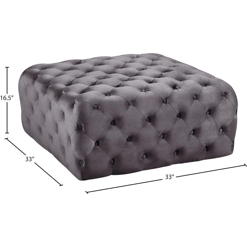 Maklaine Contemporary Button Tufted Gray Velvet Ottoman and Bench