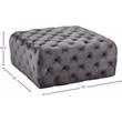 Maklaine Contemporary Button Tufted Gray Velvet Ottoman and Bench