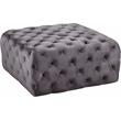Maklaine Contemporary Button Tufted Gray Velvet Ottoman and Bench