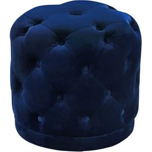 Maklaine Velvet Navy Ottoman Rectangular Button Tufted 18&quot Assembled