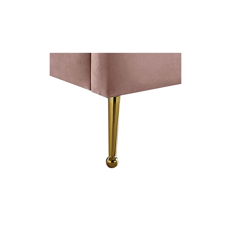 Maklaine Contemporary Solid Wood and Tufted Velvet Twin Bed in Pink