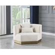 Maklaine Contemporary Velvet/Stainless Steel Chair in Cream/Brushed Gold