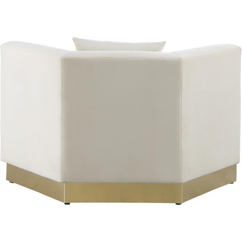 Maklaine Contemporary Velvet/Stainless Steel Chair in Cream/Brushed Gold