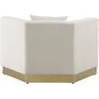Maklaine Contemporary Velvet/Stainless Steel Chair in Cream/Brushed Gold