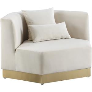 Maklaine Contemporary Velvet/Stainless Steel Chair in Cream/Brushed Gold