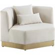 Maklaine Contemporary Velvet/Stainless Steel Chair in Cream/Brushed Gold