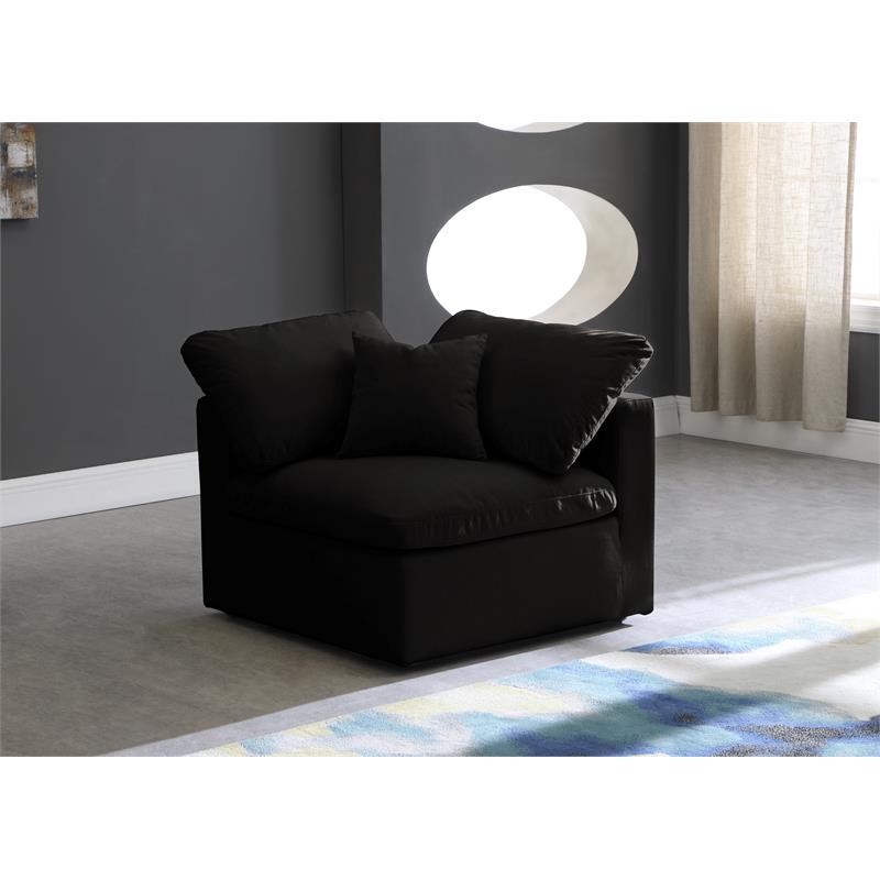 Maklaine Contemporary Black Velvet Modular Corner Chair