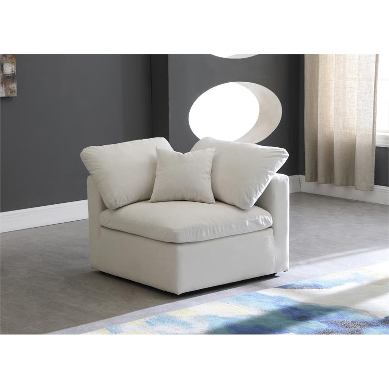 Maklaine Contemporary Plush Cream Velvet Modular Corner Chair