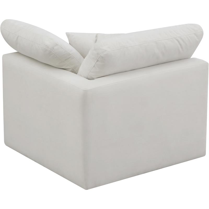 Maklaine Contemporary Plush Cream Velvet Modular Corner Chair