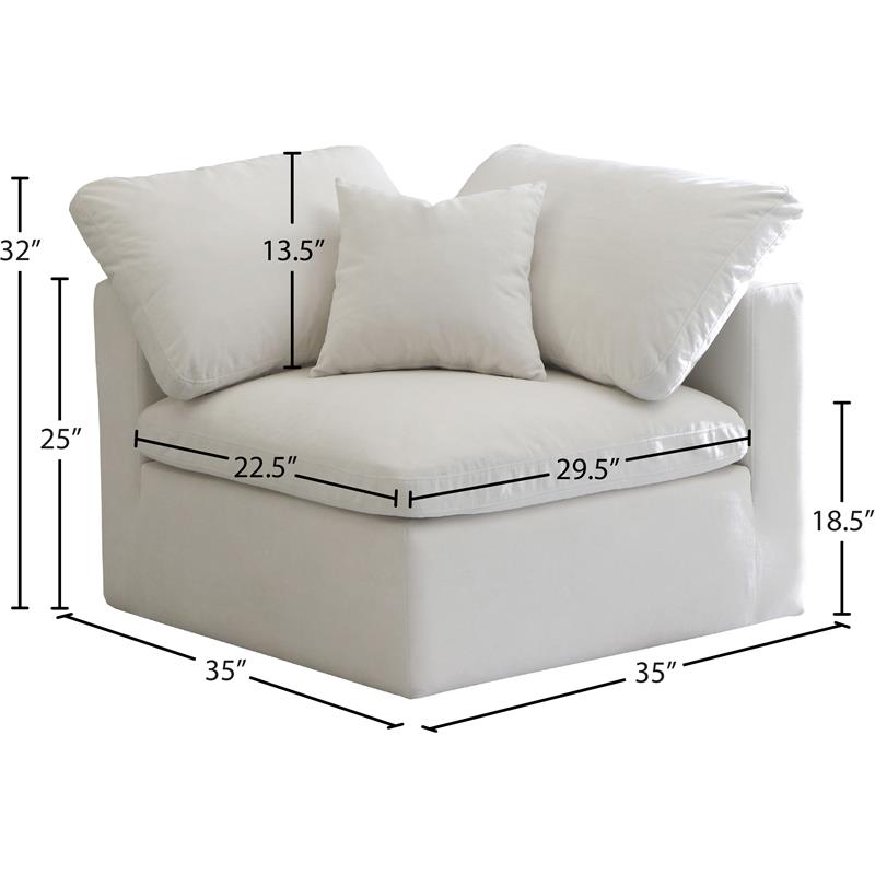 Maklaine Contemporary Plush Cream Velvet Modular Corner Chair