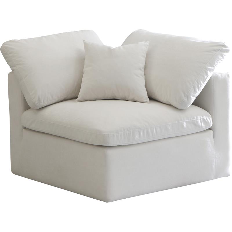 Maklaine Contemporary Plush Cream Velvet Modular Corner Chair
