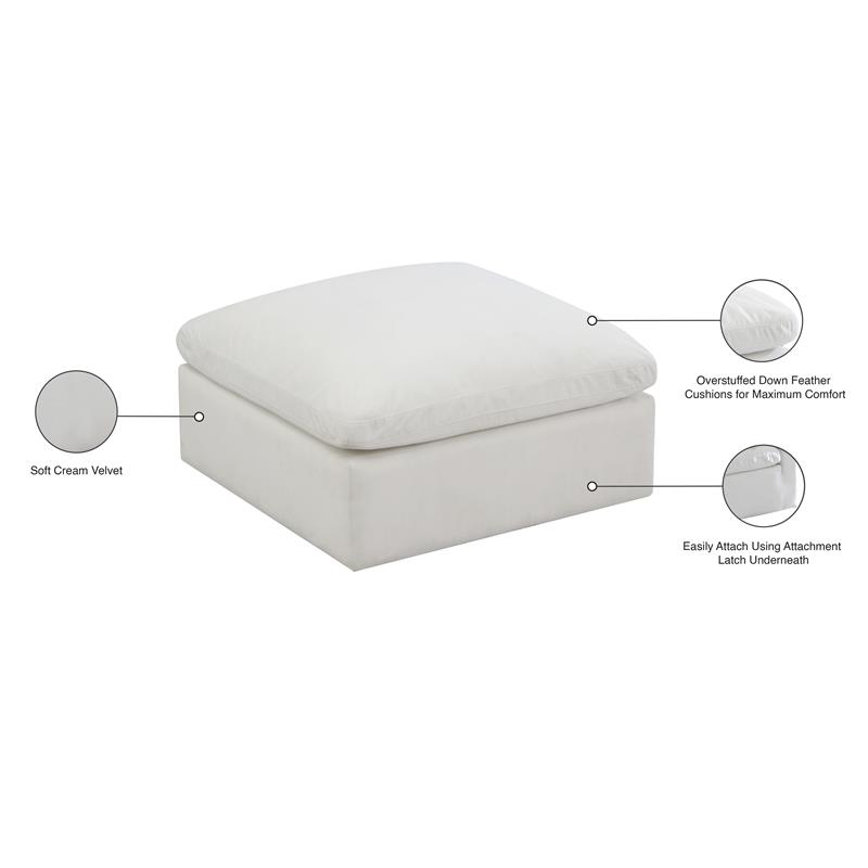 Maklaine Contemporary Cream Velvet Modular Ottoman