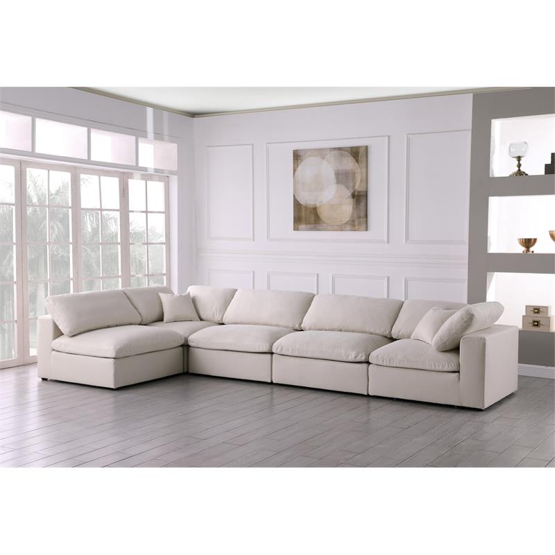Maklaine Contemporary Cream Velvet Standard Modular Sectional