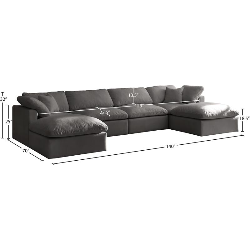 Maklaine Contemporary Gray Velvet Modular Sectional