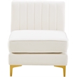 Maklaine Contemporary Velvet Armless Chair with Deep Channel Tufting in Cream