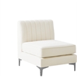 Maklaine Contemporary Velvet Armless Chair with Deep Channel Tufting in Cream