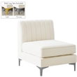 Maklaine Contemporary Velvet Armless Chair with Deep Channel Tufting in Cream