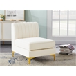 Maklaine Contemporary Velvet Armless Chair with Deep Channel Tufting in Cream