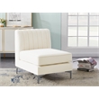 Maklaine Contemporary Velvet Armless Chair with Deep Channel Tufting in Cream