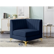 Maklaine Velvet Navy Corner Chair Rectangular Deep Channel Tufting 33.5