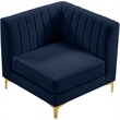 Maklaine Velvet Navy Corner Chair Rectangular Deep Channel Tufting 33.5