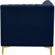 Maklaine Velvet Navy Corner Chair Rectangular Deep Channel Tufting 33.5