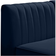 Maklaine Velvet Navy Corner Chair Rectangular Deep Channel Tufting 33.5