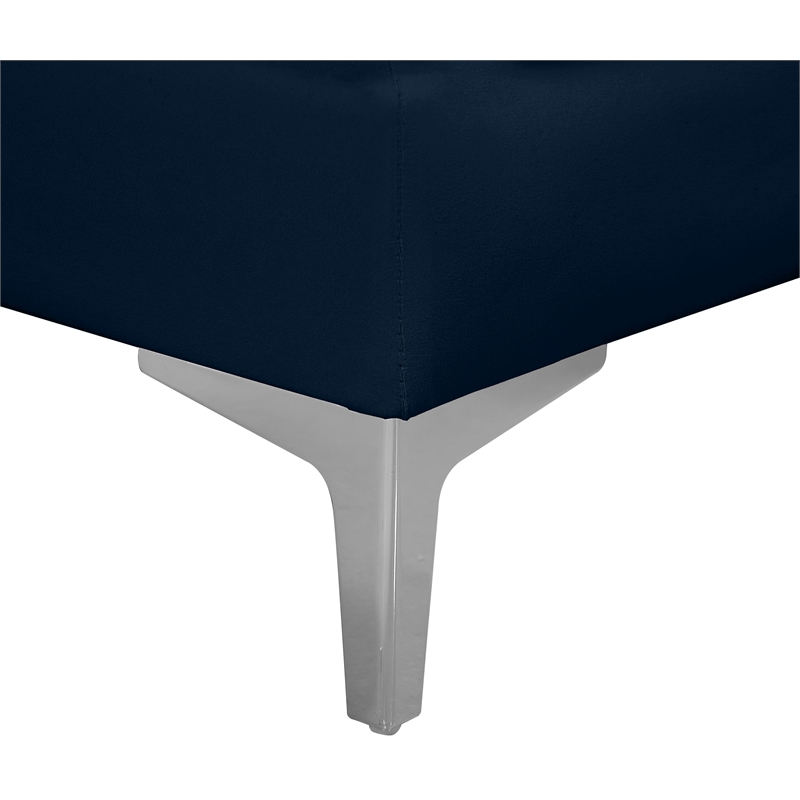 Maklaine Velvet Navy Corner Chair Rectangular Deep Channel Tufting 33.5