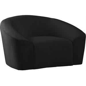 Maklaine Upholstery Contemporary Velvet Chair with Curved Back in Black