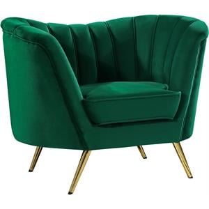 Maklaine Contemporary Velvet Accent Chair in Green and Gold