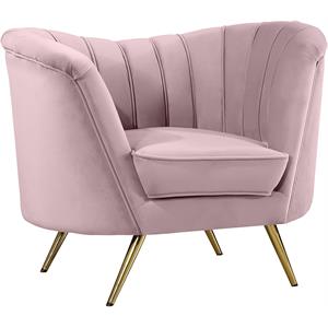 Maklaine Contemporary Velvet Accent Chair in Pink and Gold