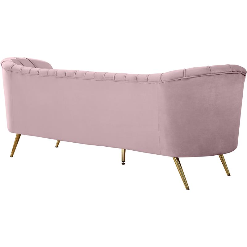Maklaine Contemporary Upholstery Velvet Sofa in Pink