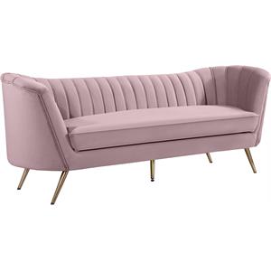 Maklaine Contemporary Upholstery Velvet Sofa in Pink