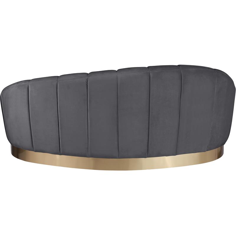 Maklaine Contemporary Upholstery Gray Velvet Chaise