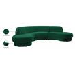Maklaine 3pc Chic Shape Contemporary Velvet Sectional in Soft Green