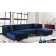 Maklaine Contemporary 3pc Velvet Sectional in Navy