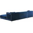 Maklaine Contemporary 3pc Velvet Sectional in Navy